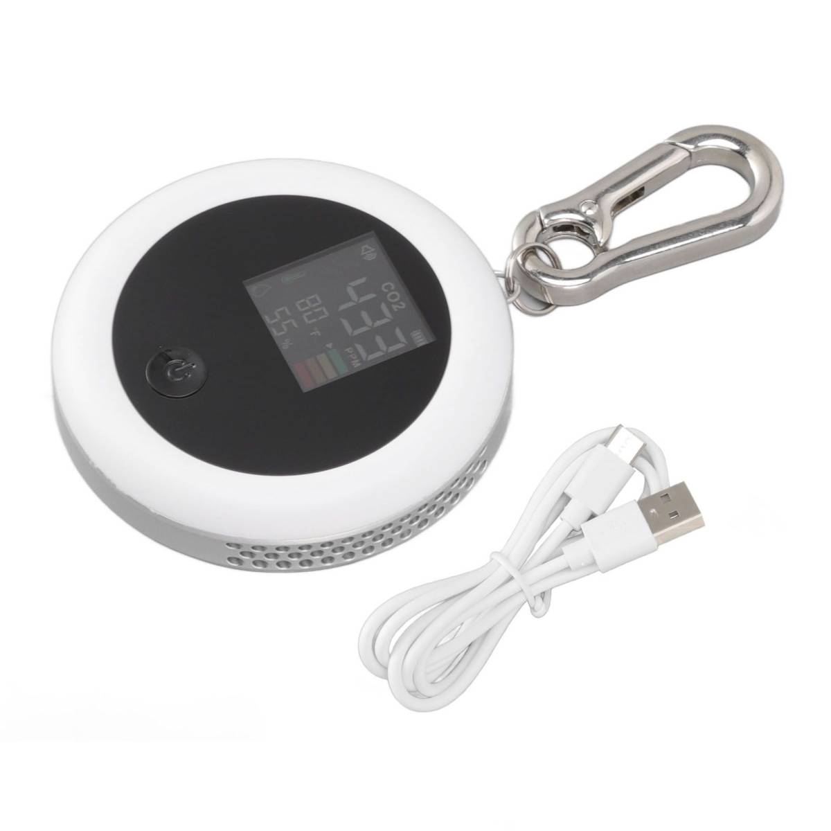 Infrared Mini CO2 Detector 3 in 1 Portable LCD Temperature Humidity Air Analyzer for Home Indoor Travel White