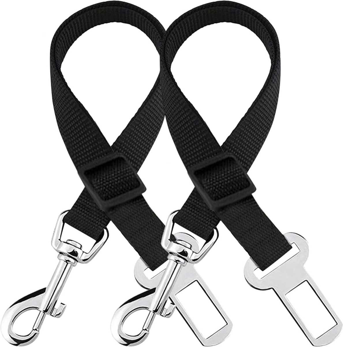 Adjustable Nylon Pet Car Harness with Extension Strap and Clip - Universal Fit for Dogs Cats and Ferrets - Travel Safety Belt for All Car Models