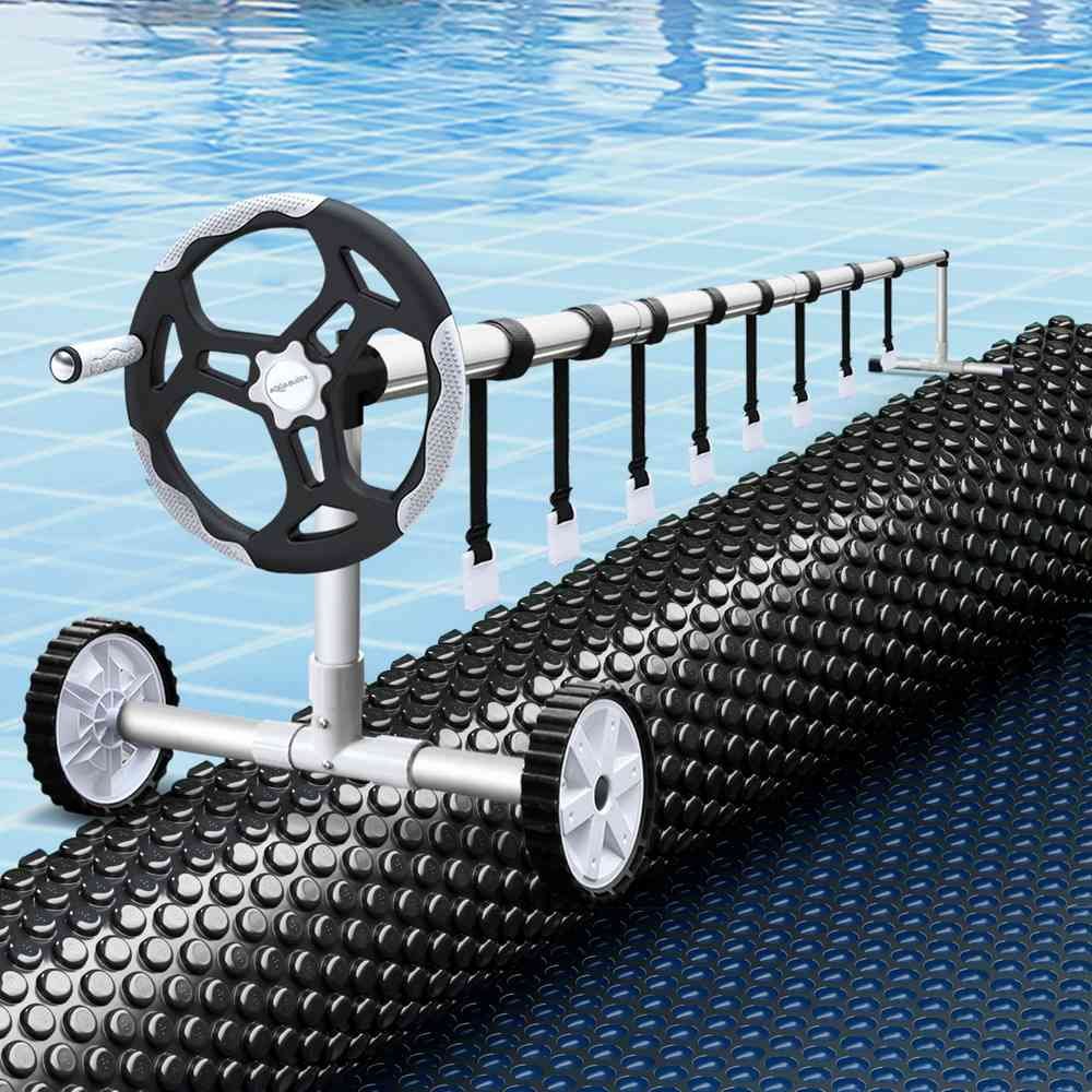 Aqua Buddy Pool Cover 600 Micron 9.5x5m w/ Roller 5.55m Swimming Pools Black Solar Blanket