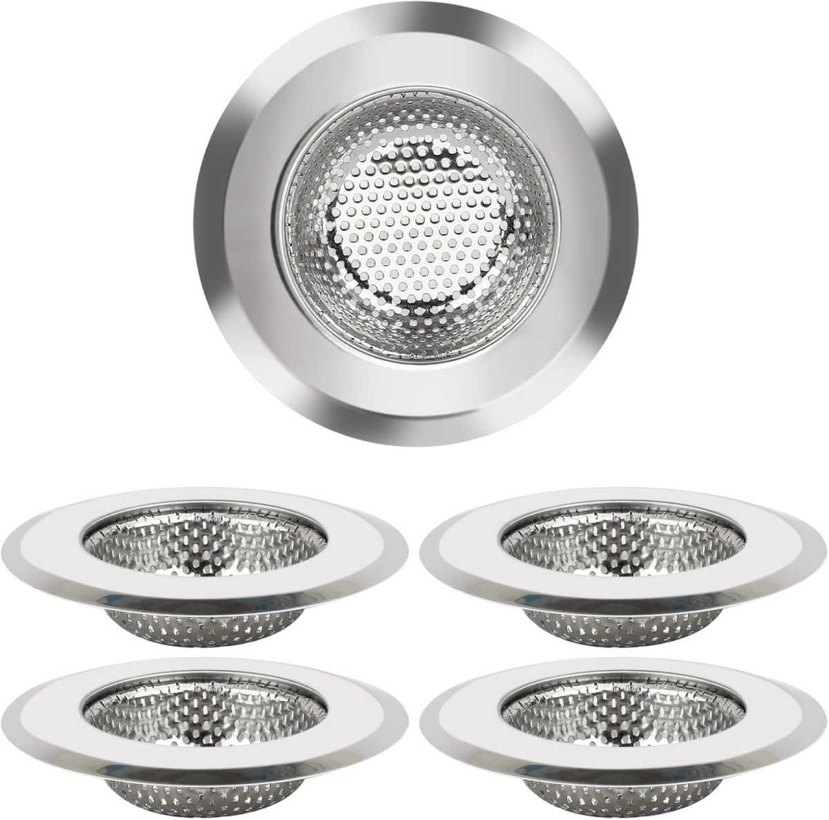 Kitchen Sink Strainer 5 Pcs, 4.5 Inch/11.5cm Stainless Steel Sink Drain Strainer Kit Food Catcher for Kitchen Sink