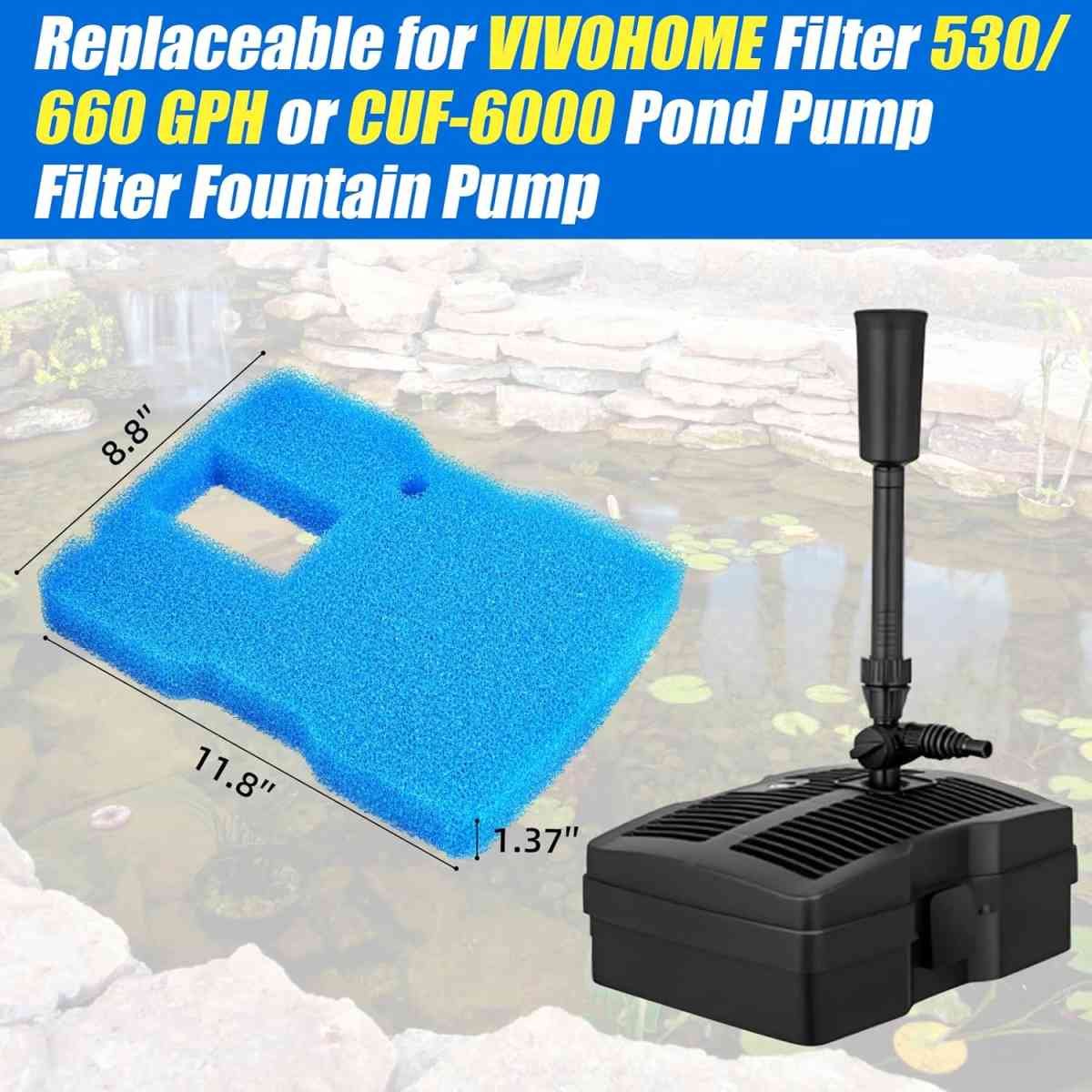 Replacement Sponge Filter Pad Compatible with VIVOHOME 530/660 GPH or CUF-6000 Pond Filter Pump Fountain (1pcs)