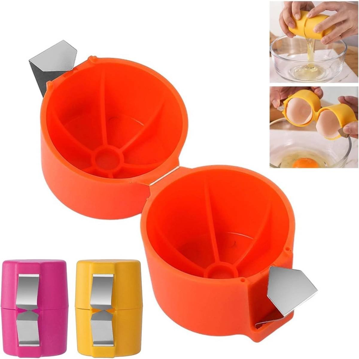 Egg Cracking Tool for Raw Eggs, Efficient Egg Shell Opener Handheld Egg Peeler Tool Egg Cracker Separator Multifunctional Egg Breaker for Cooking Camping Kitchen Gadgets, 2.55x2.83 2.55" x 2.83" as the picture shows