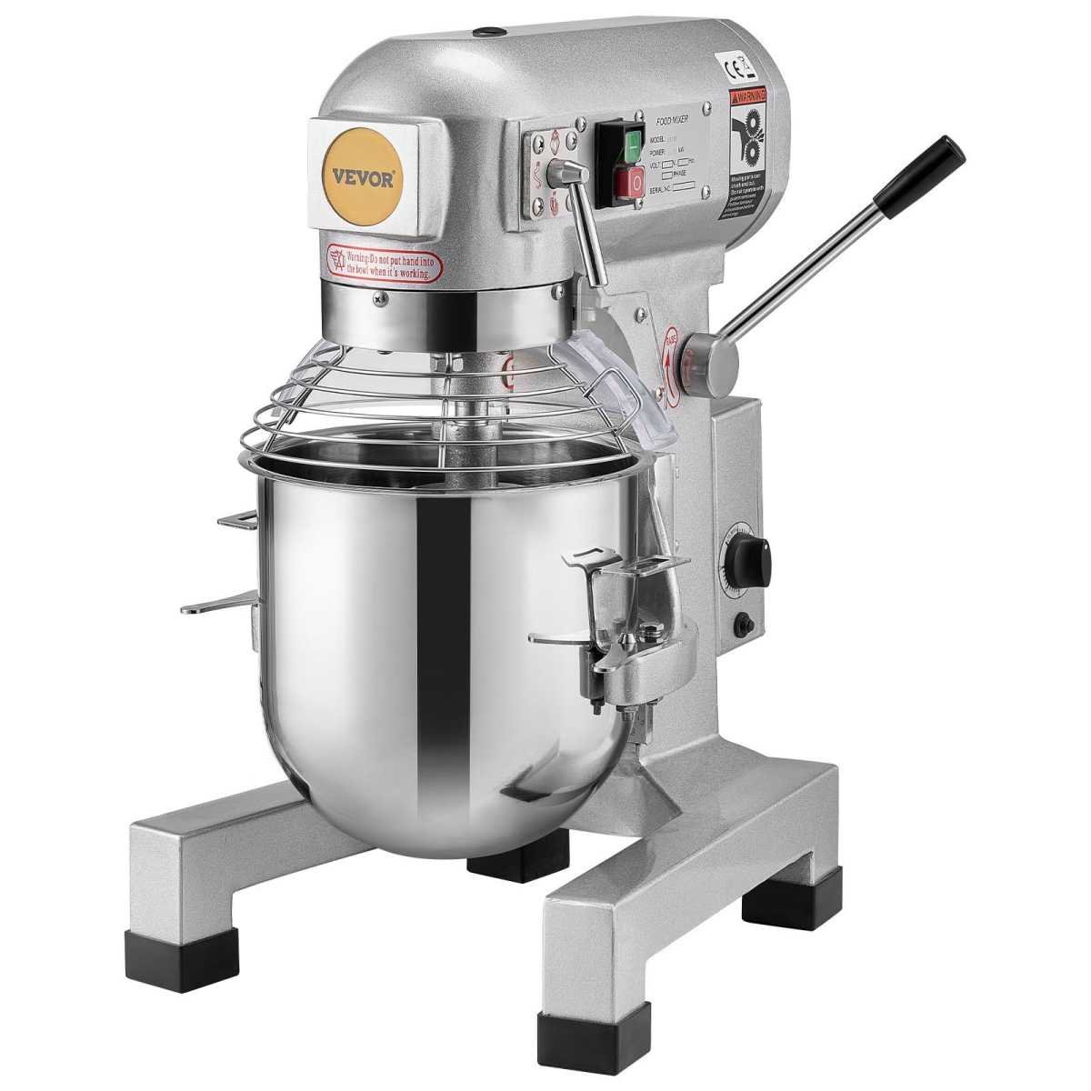 Commercial Food Mixer, 10L Commercial Stand Mixer with 3 Adjustable Speeds, 550W Dough Mixer with Stainless Steel Bowl and 3 Mixing Attachments, Ideal for Restaurant, Bakery, Pastry shop, Cafe