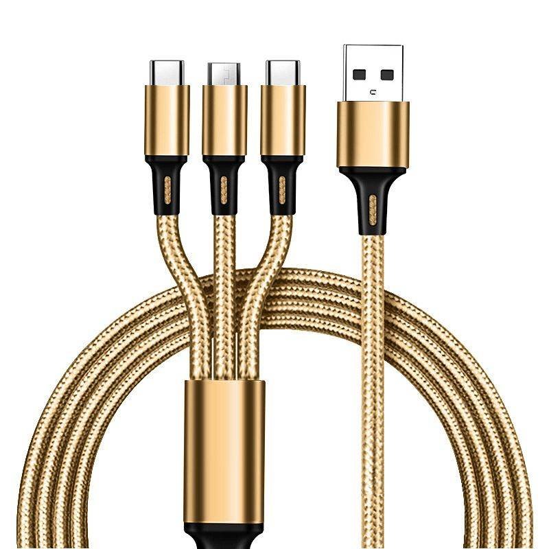 3-in-1 Multi USB Charger Cable for Micro USB Type C and Apple Devices