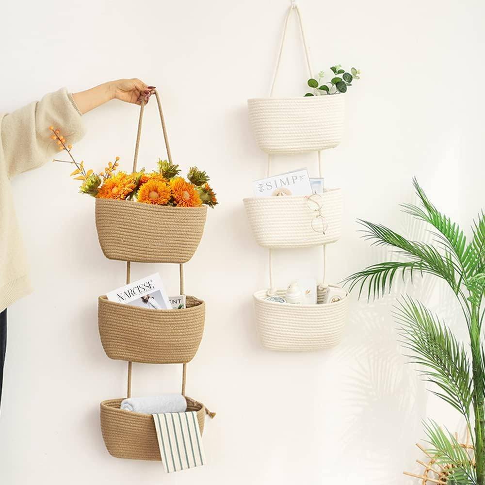 Foldable Wall-Mounted Storage Basket - Hanging Organizer for Home Use