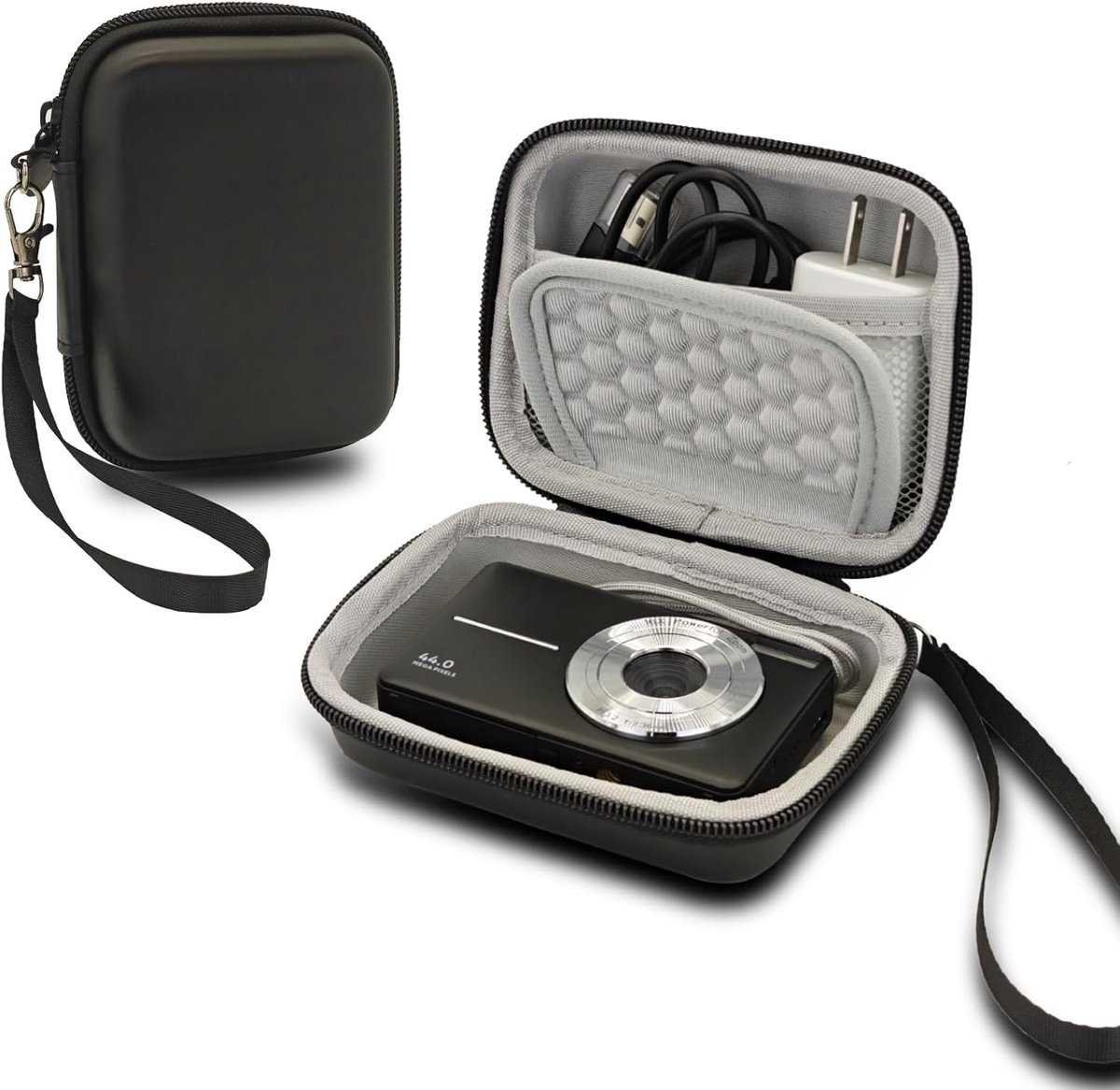 Camera Bags - Camera Bag - Storage Pouch - Storage Box - Carrying and Protective Case for Digital Cameras - Digital Camera Carrying Case - Camera Storage Holder - For Batteries, Cable, Memory Card, Card Reader and Accessories - Black - 12*9*5.5 cm