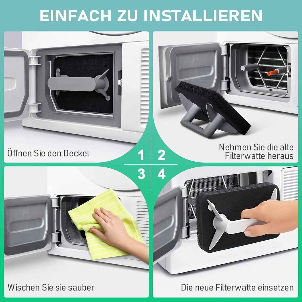 Pieces - Dryer filters suitable for Miele T1 - Dryer Base Filter - Dryer Heat Pump Dryer Filter - Base Filter - Heat Exchanger Sponge Filter - Lint Filter for Condenser Dryer - 210x155x30 mm - Black - Suitable for Miele Dryer