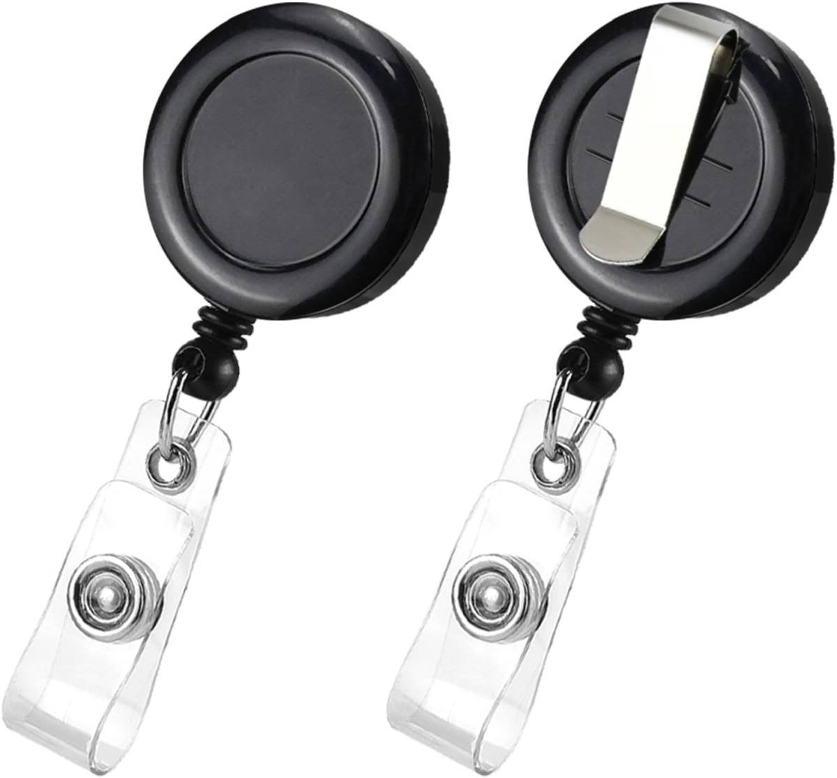 2 Pack Black Retractable ID Badge Holders with Belt Clip for Teachers Students Office Staff