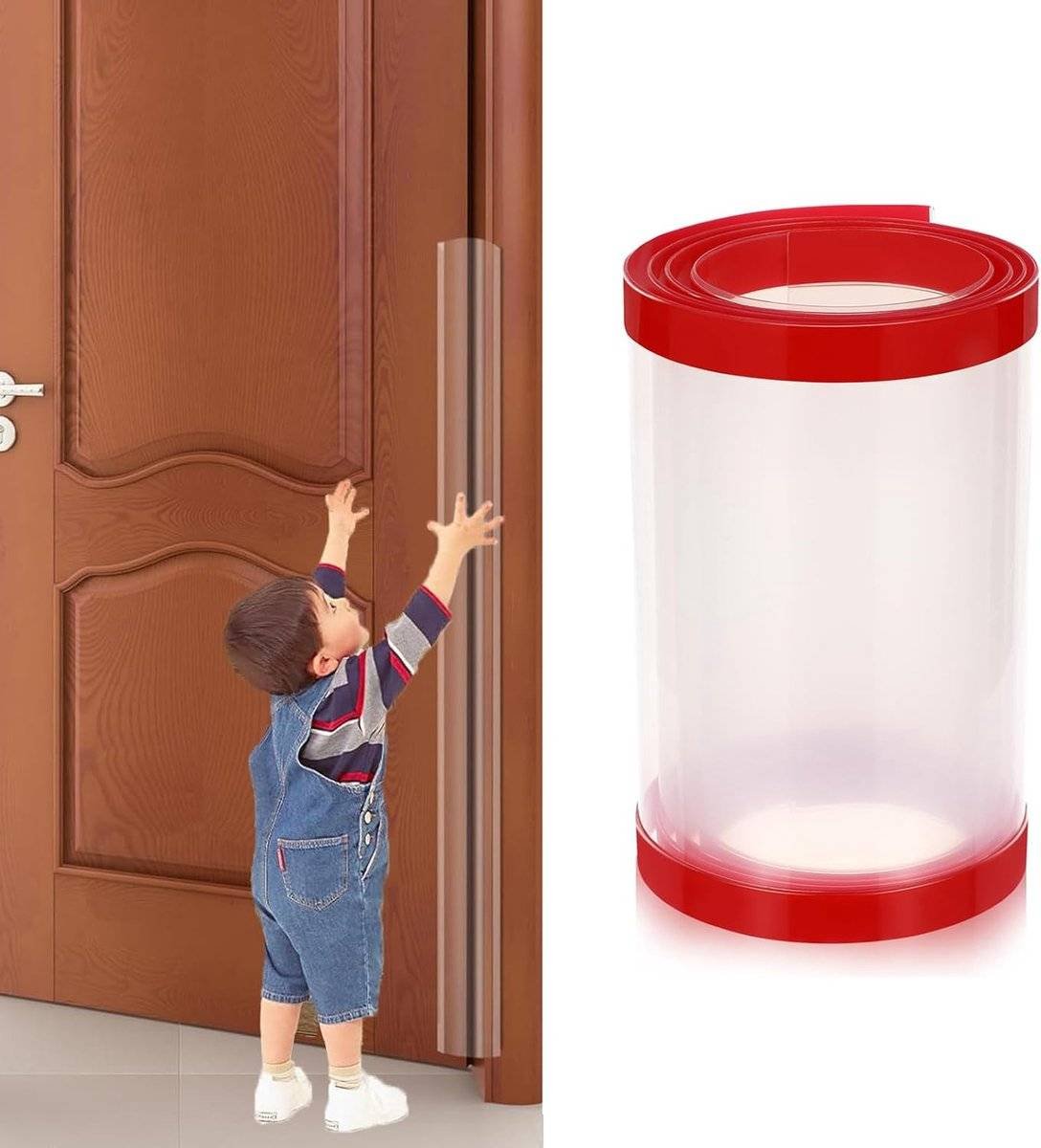 Door finger protection - Door clamp safety for children - Door protection - Door clamp security - Door protector for finger protection - Finger protection - Door strip - Finger-proof - Door hinge protection - 120*10 cm - transparent