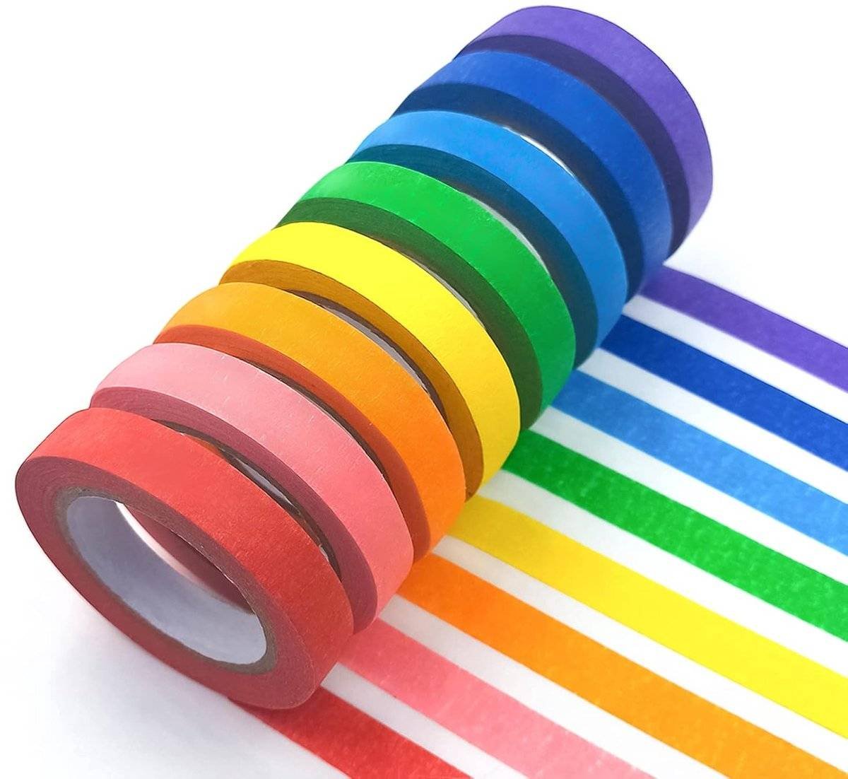 8 rolls - Masking tape - 1.5 cm*20m - Colorful masking tape - colored tape - adhesive tape - tape - painter's tape - colorful craft tape - art paper tape - art supplies - for children, labeling, crafting, DIY, decoration, teaching material