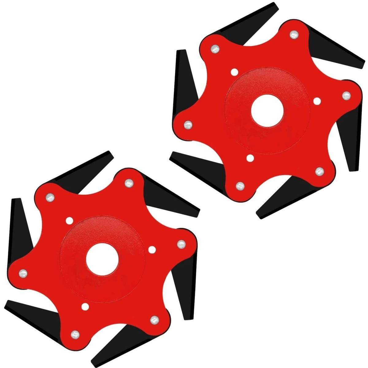 2 pack Trimmer Head Lawn Mower Head Accessories, 6 Teeth Trimmer Head Garden Tool Brush Cutter Cutting Head Blade Razors Lawn Mower Garden Grass Eater Brush Cutter (Red)