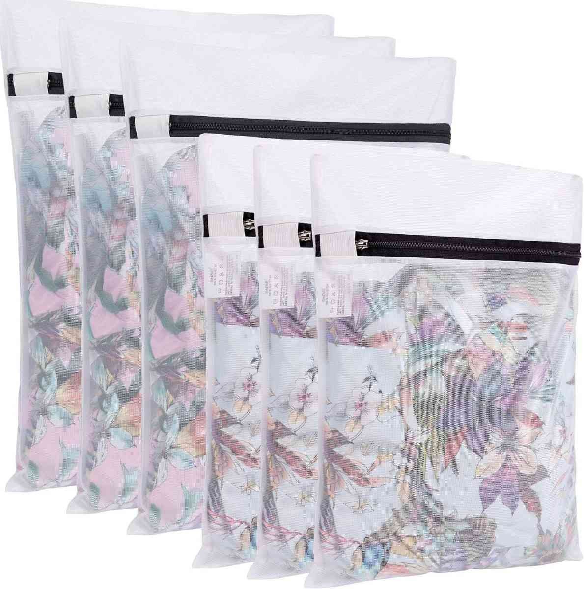 6-Pack Fine Mesh Laundry Bags with Reinforced Zipper, Delicate Garment Washer for Lingerie, Sweaters, Shirts & Pants (White)