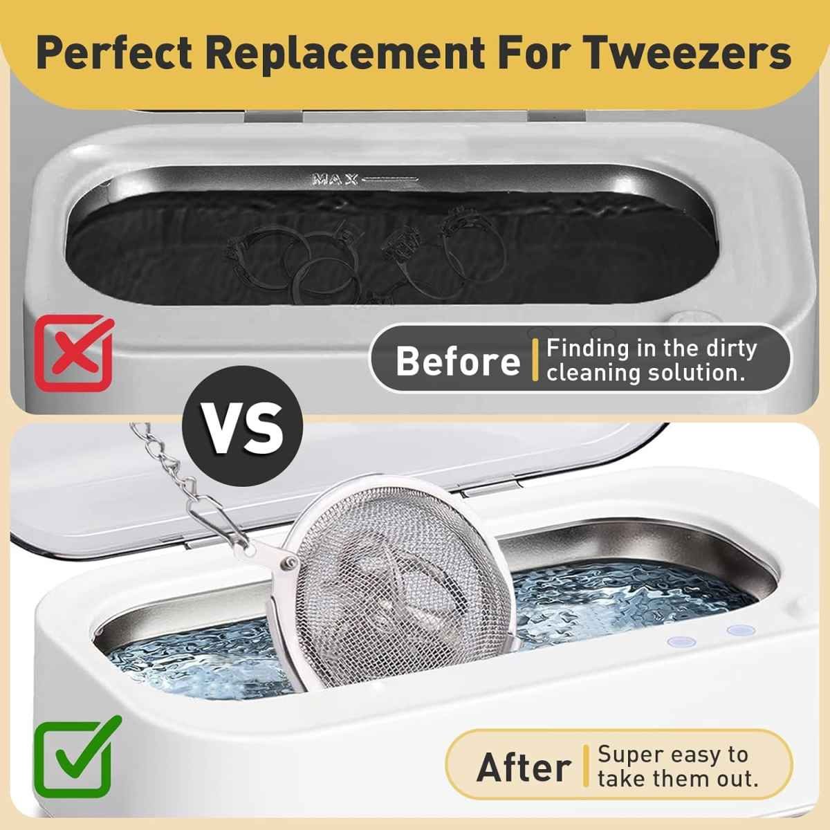 Ultrasonic Cleaner Basket, Stainless Steel Basket for Ultrasonic Jewelry Cleaner, Jewelry Steam Cleaner Basket Small Parts Washing Basket for Jewelry, Watch Parts