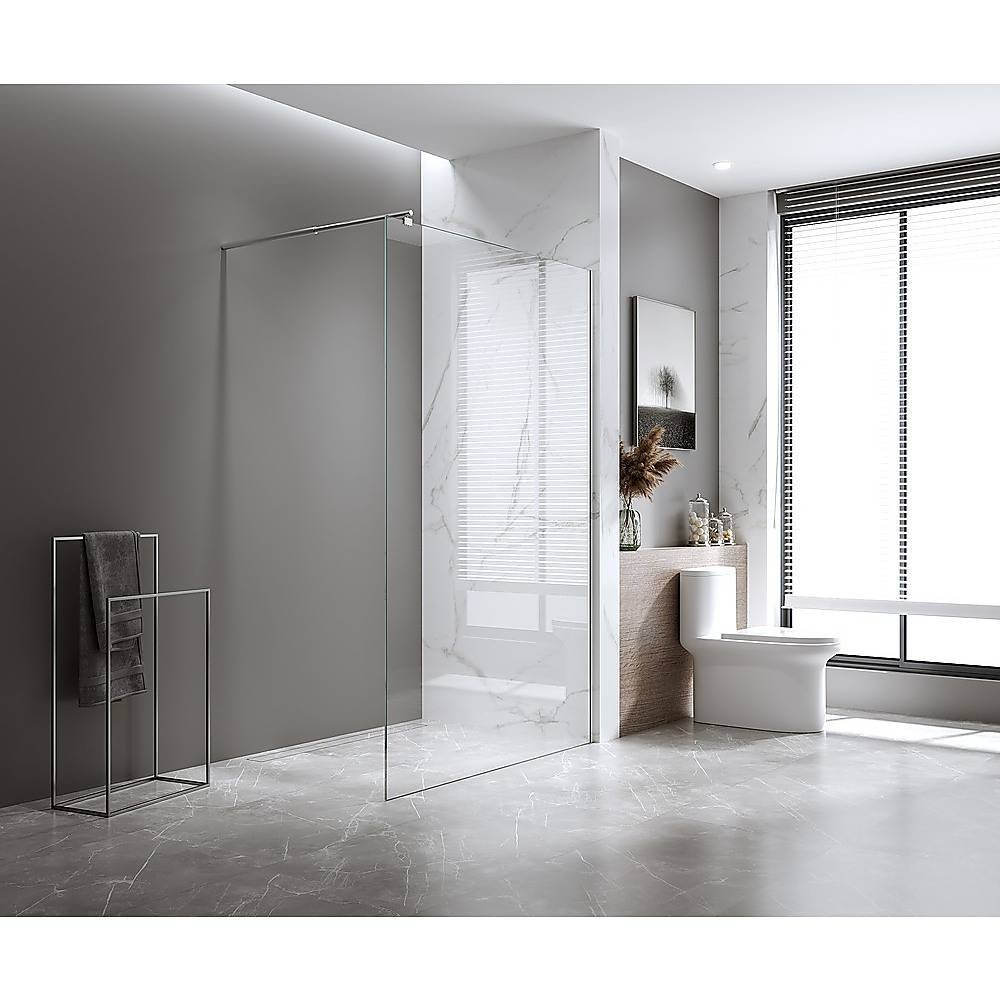 110x210cm Glass Shower Screen with Gold Wall Channel and Square Pole – Sleek, Durable Bathroom Upgrade