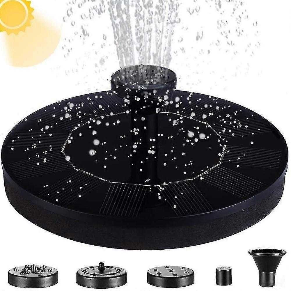 Solar Water Fountain with Nozzles Outdoor Garden Decor