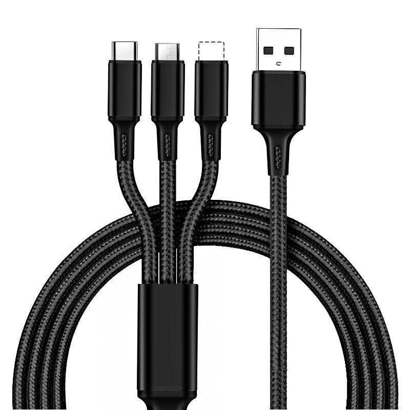 3-in-1 Multi USB Charger Cable for Micro USB Type C and Apple Devices
