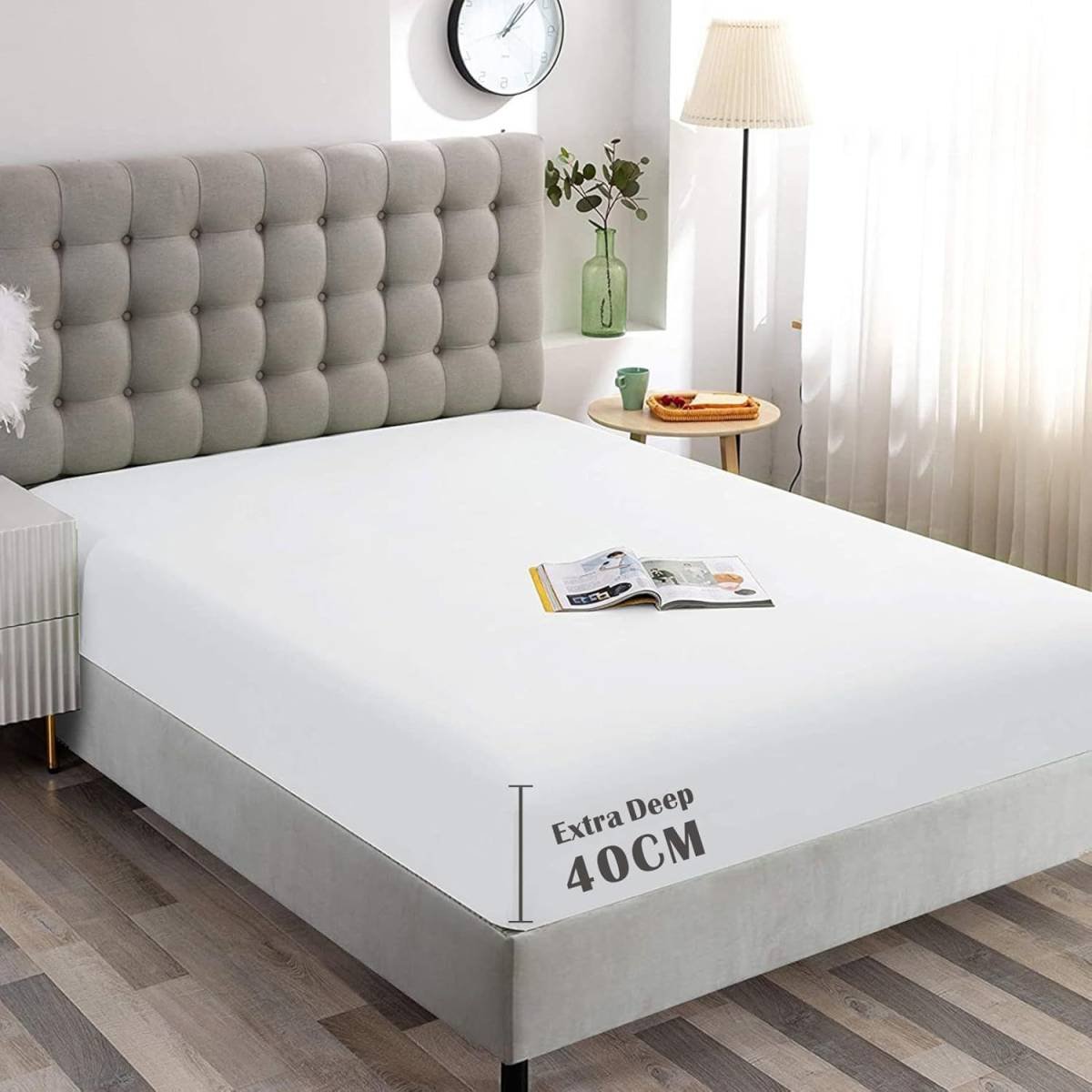 Hotel Quality Fitted Sheet - 1 Piece Fitted Sheet  -Breathable Bedding - Wrinkle, Fade, Stain Resistant- 16inch/40cm Deep Pocket Fitted Bed Sheet-Wrinkle and Fade Resistant,(White,Queen)