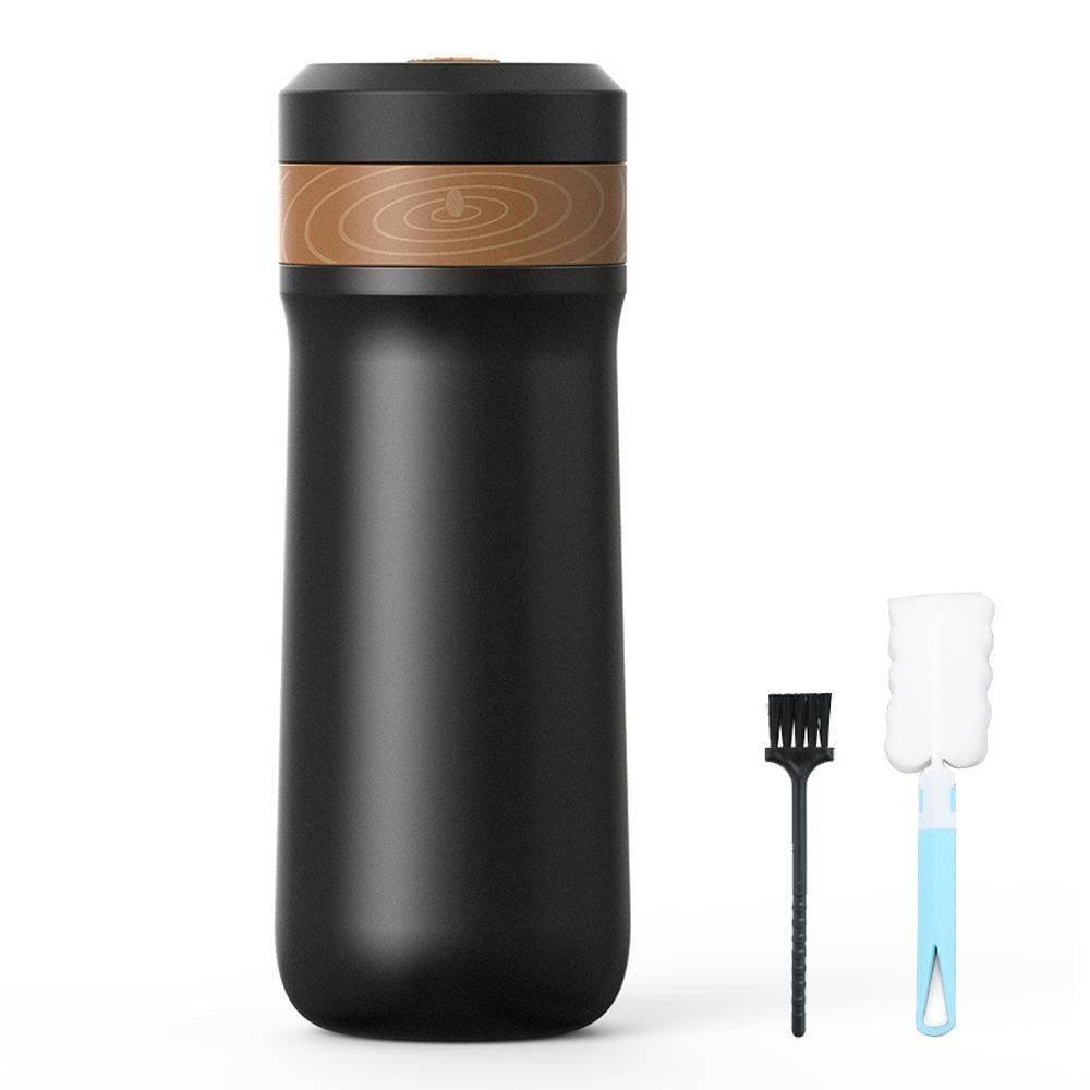 Insulated French Press Pot 320ml Outdoor Travel Portable Stainless Steel Insulated French Press Pot Tea Maker Hand-Poured Coffee Insulation Pot Teapot Black