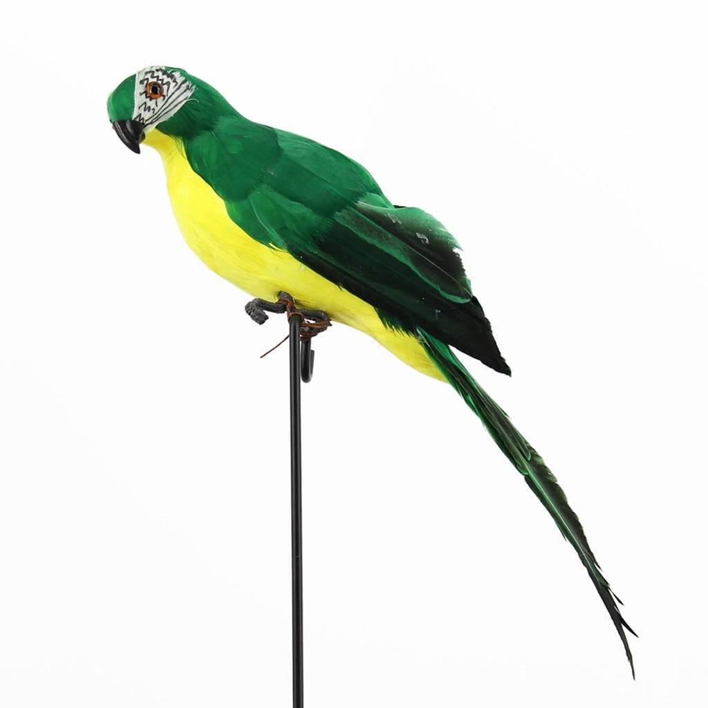 PALIFEUR Fake Parrot, 10 x 0.4 Inch Realistic Artificial Birds Model, Fade Birds for Garden Patio Yard Lawns Tropical Tree Wall, Decorative Birds Green