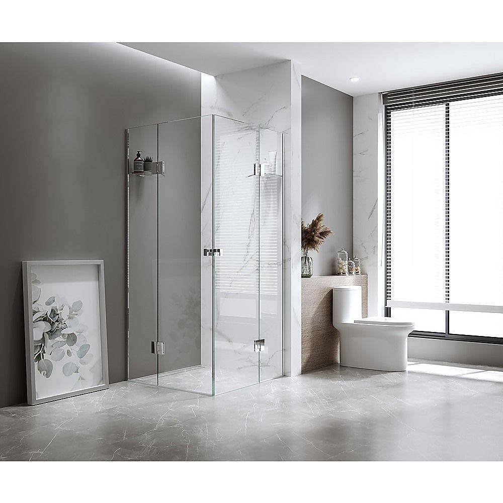 110x120cm Double Door Corner Shower Screen with Channels and Brass Hinges - Gold