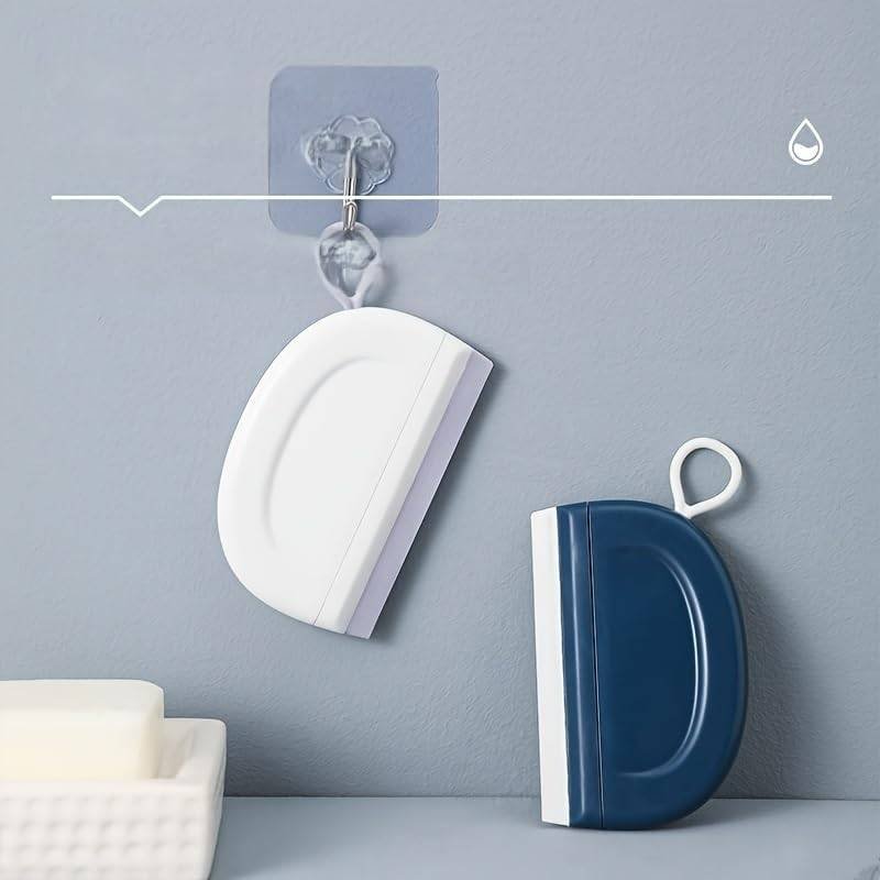 2 Pack Silicone Squeegee with Hanging Hook for Bathroom Mirror and Car Streak-Free Cleaning Tool
