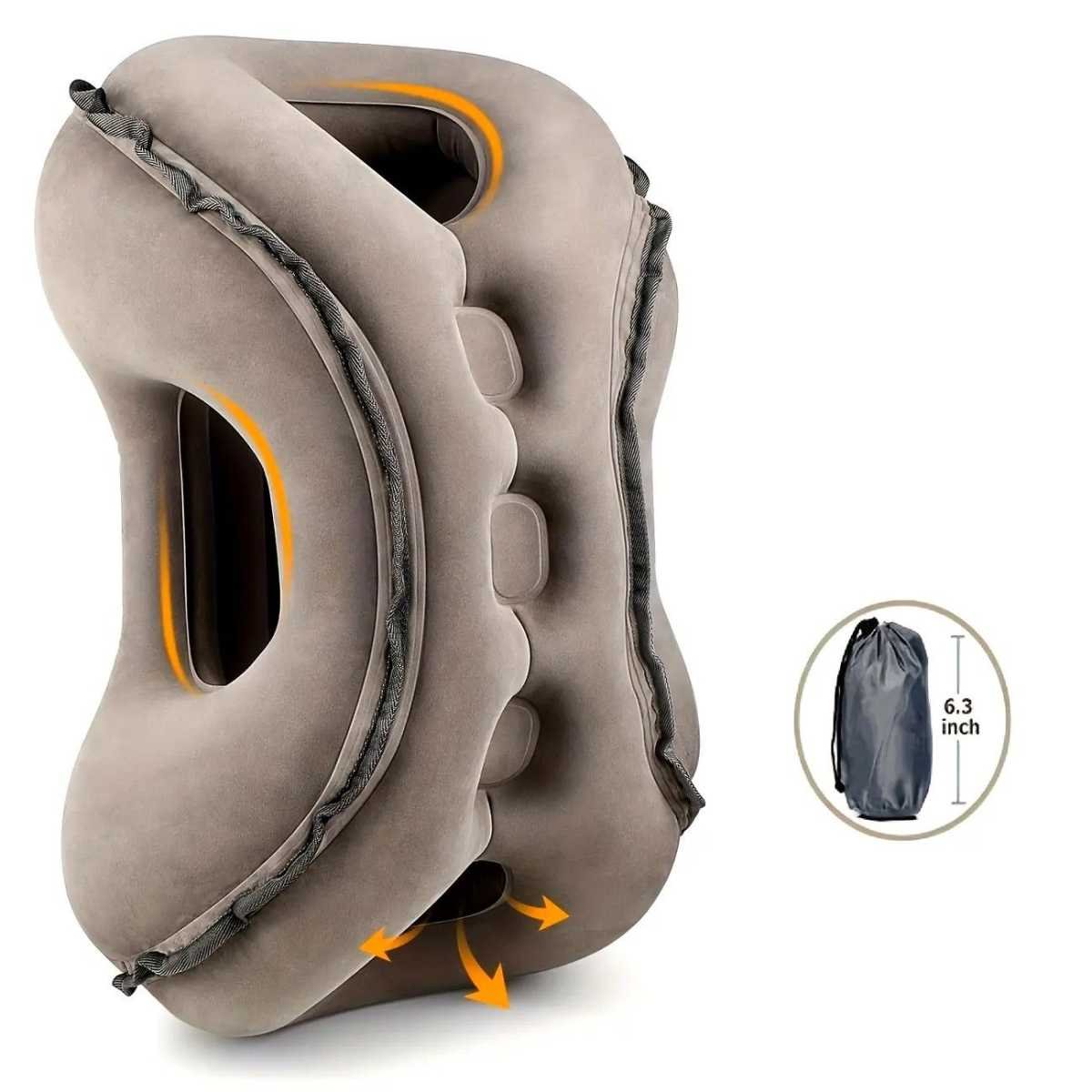 Inflatable Travel Pillow | Multi-Scene Ergonomic Design, 3-Second Inflate/Deflate, Relieves Travel Fatigue.(GREY)