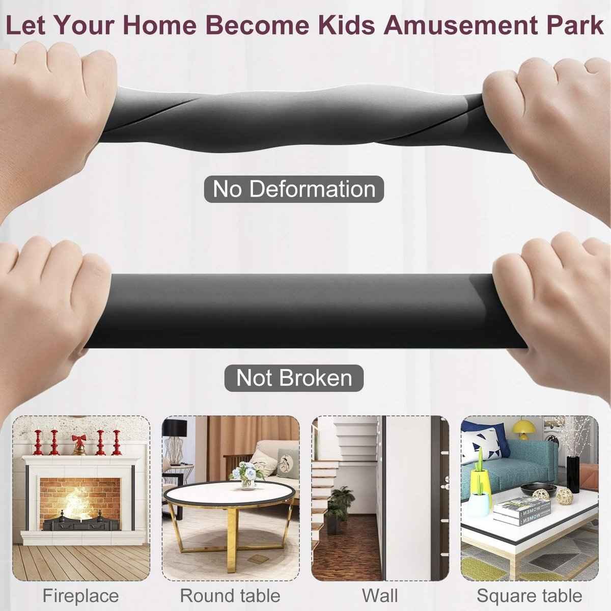 Corner Protector Set - Baby Corner Protectors - 2 Meter Foam Bumper Edge - Table Protector - Table Corner Protectors - Edge Protector - Baby, Child & Toddler Safety - Baby Safety - Table Accessories - Bumper Pad - Crib - Black - Self-Adhesive