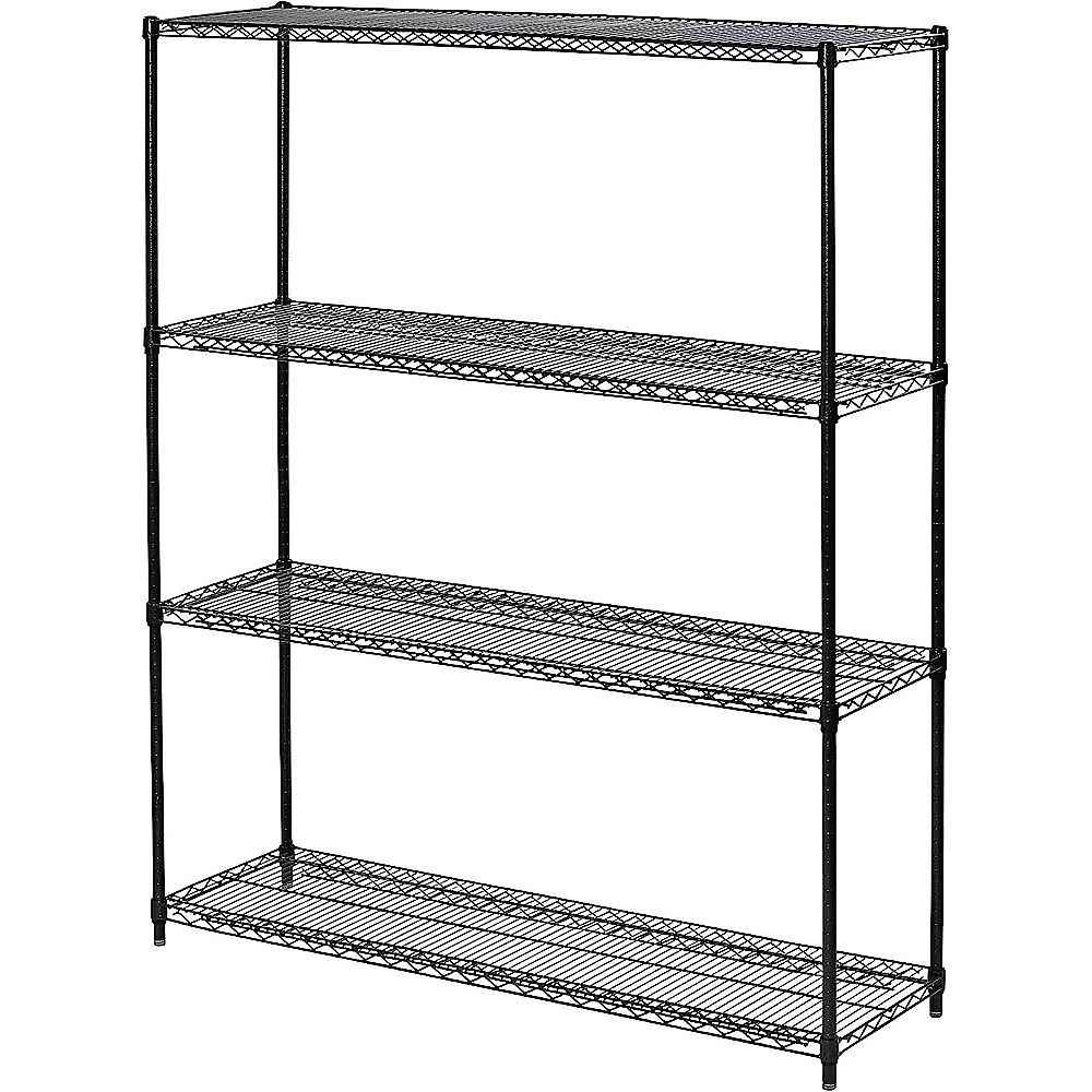 Modular Wire Storage 150x35cm Steel Shelving Black With Fixed Legs For Garage Warehouse Or Kitchen Organisation