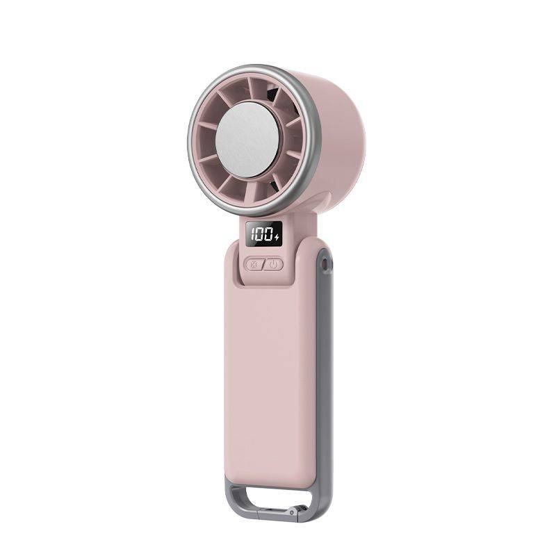 Portable Handheld Turbo Fan with Ice Cooling, 5 Speed Battery Rechargeable Foldable 2in 1 Mini Fan,Desk Fan, Quiet Personal Fans for Outdoor, Travel, Camping, Hiking, Working pink （16.8*5.3*4.7cm)
