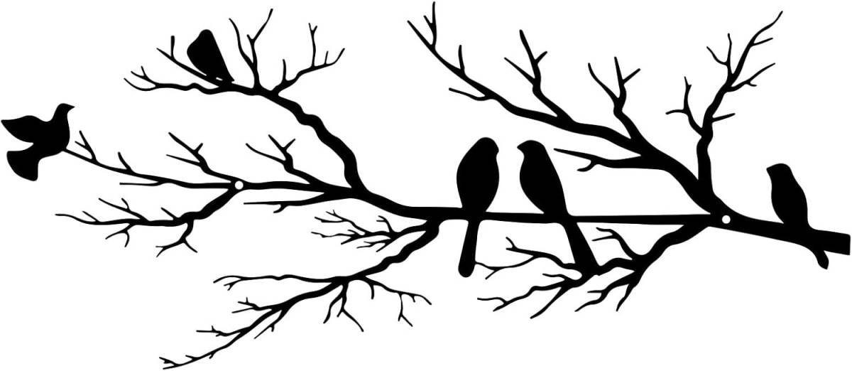 Black Metal Bird Wall Decor - Indoor/Outdoor Wall Accessory for Balcony Garden Living Room - Home Decoration Piece