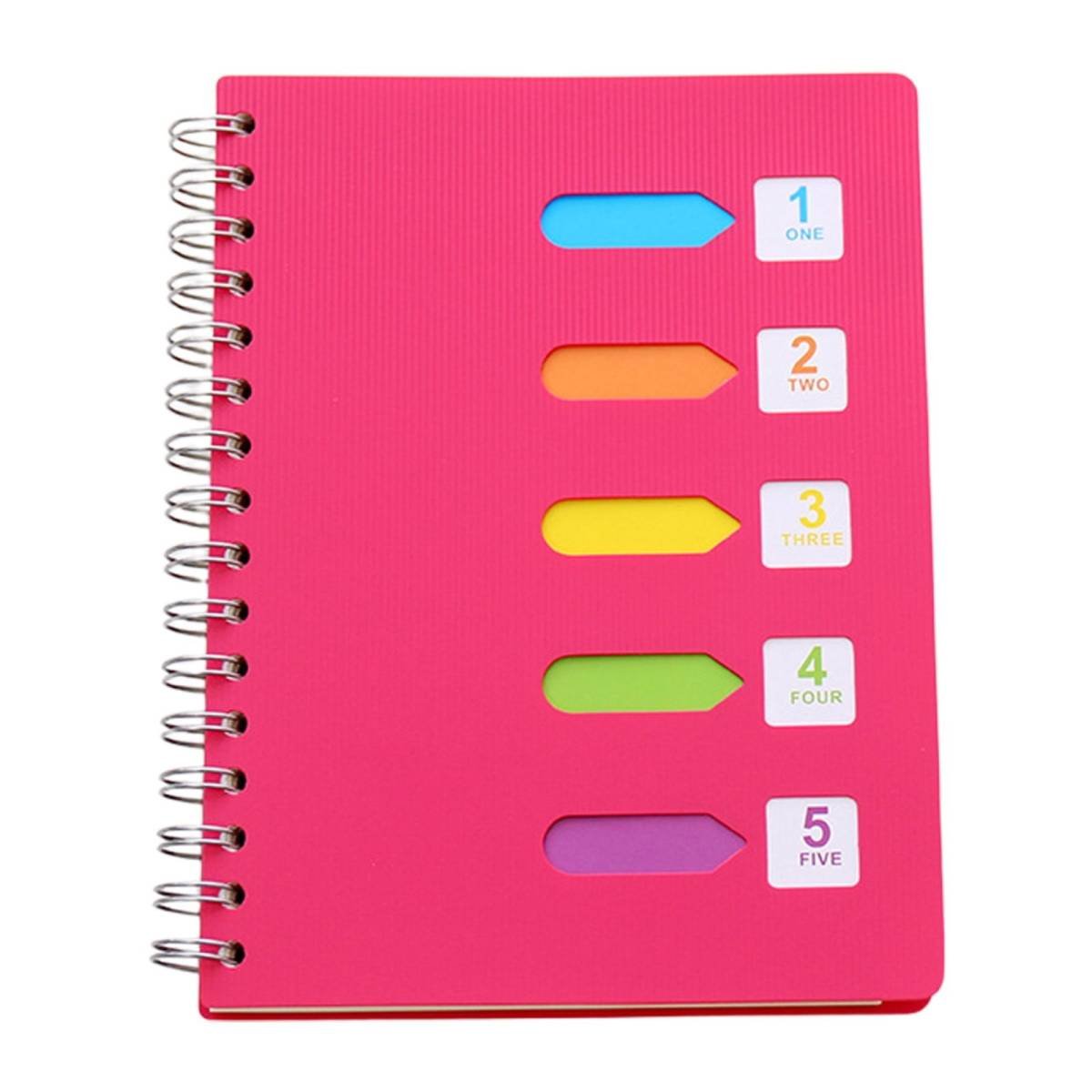 5 Subject Notebook College Ruled,Small Spiral Notebook 5x7 with Removable Divider Tabs, Lined Spiral Notebook for Women,220 Pages A5 Spiral Notebooks for Note Taking,Blue Hot Pink