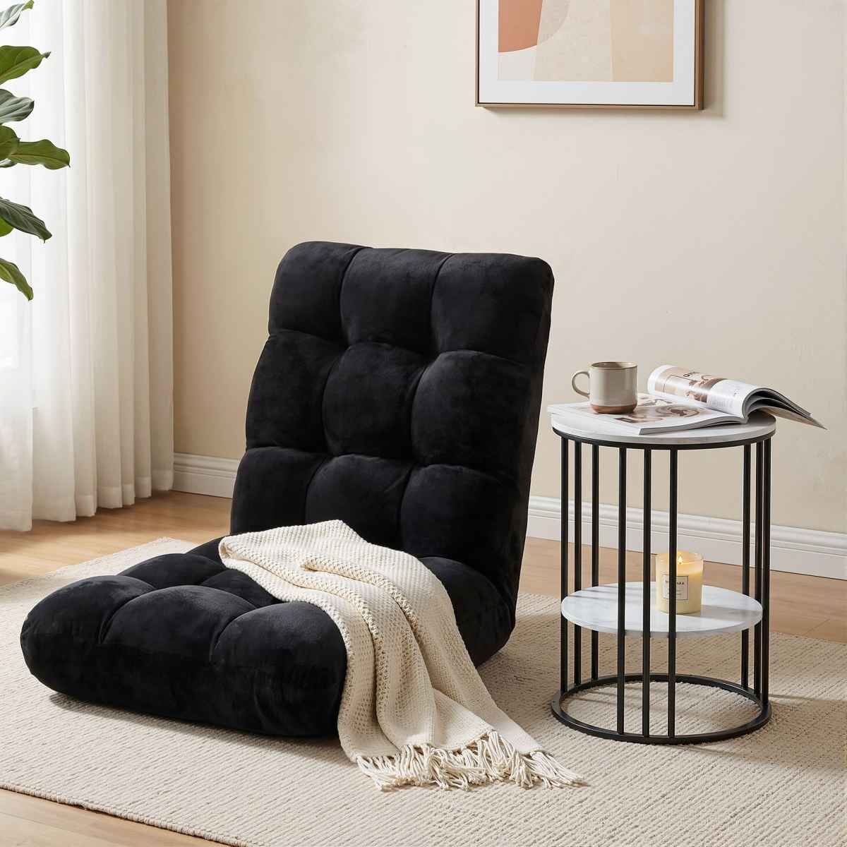 Artiss Sofa Bed Floor Lounge Recliner Foldable Chair & Side Table Bundle