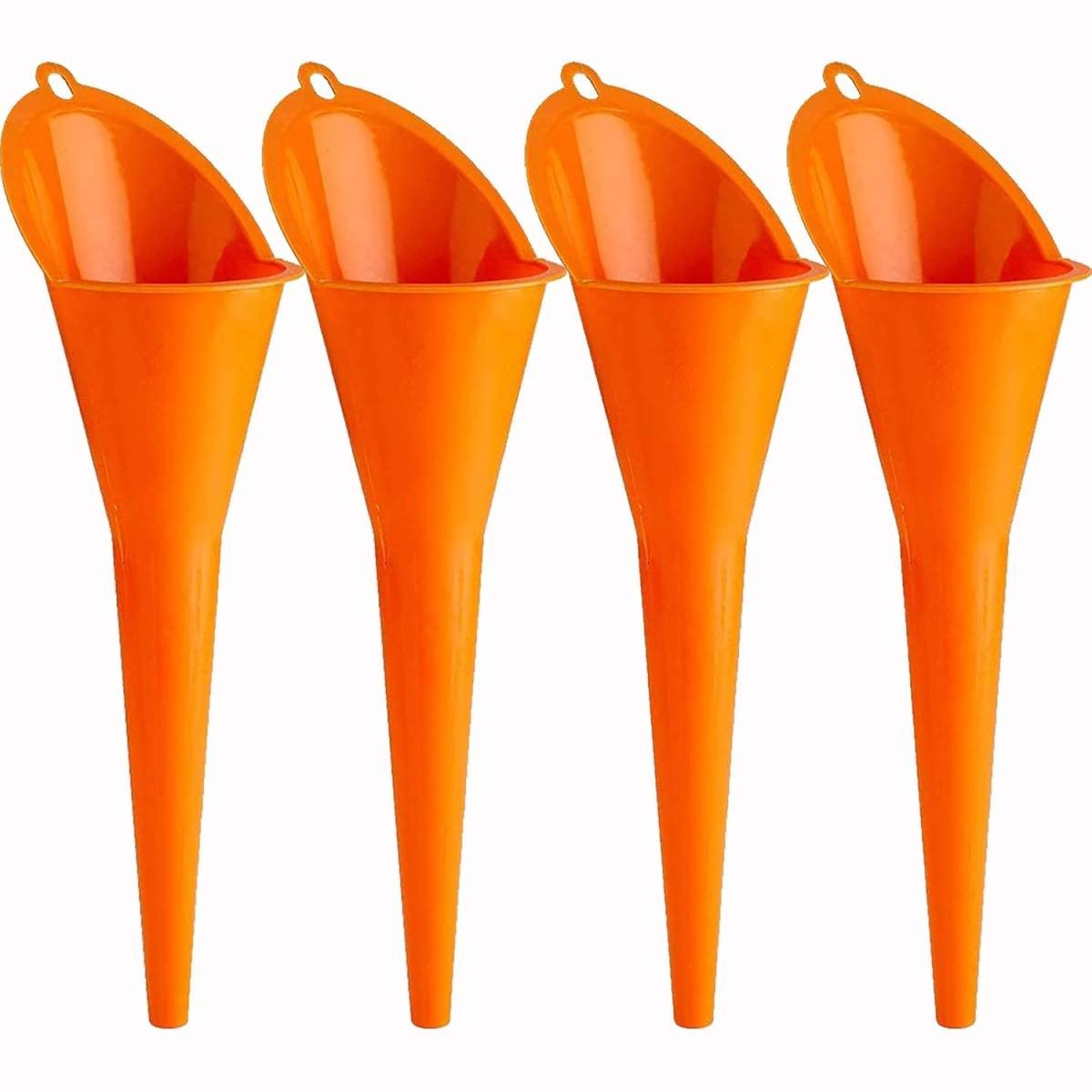 4 pcs Multi-Function Plastic Long Neck Oil Funnel - for All Automotive Oils Lubricants Engine Oils Water Diesel Fuel Kerosene and Other Liquids