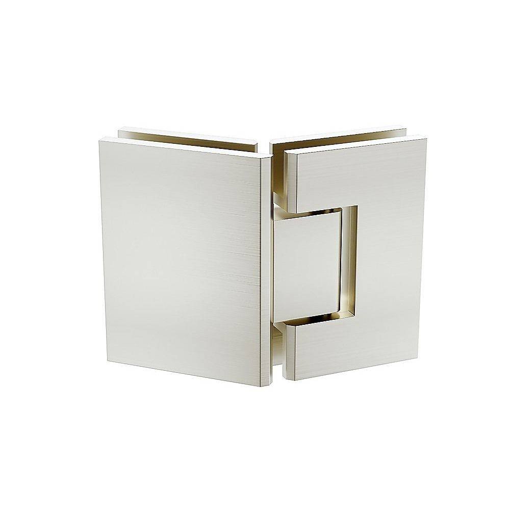 100cm Frameless Diamond Shower Screen with Nickel Brackets and SS Hinges, Square Double Pull Handle