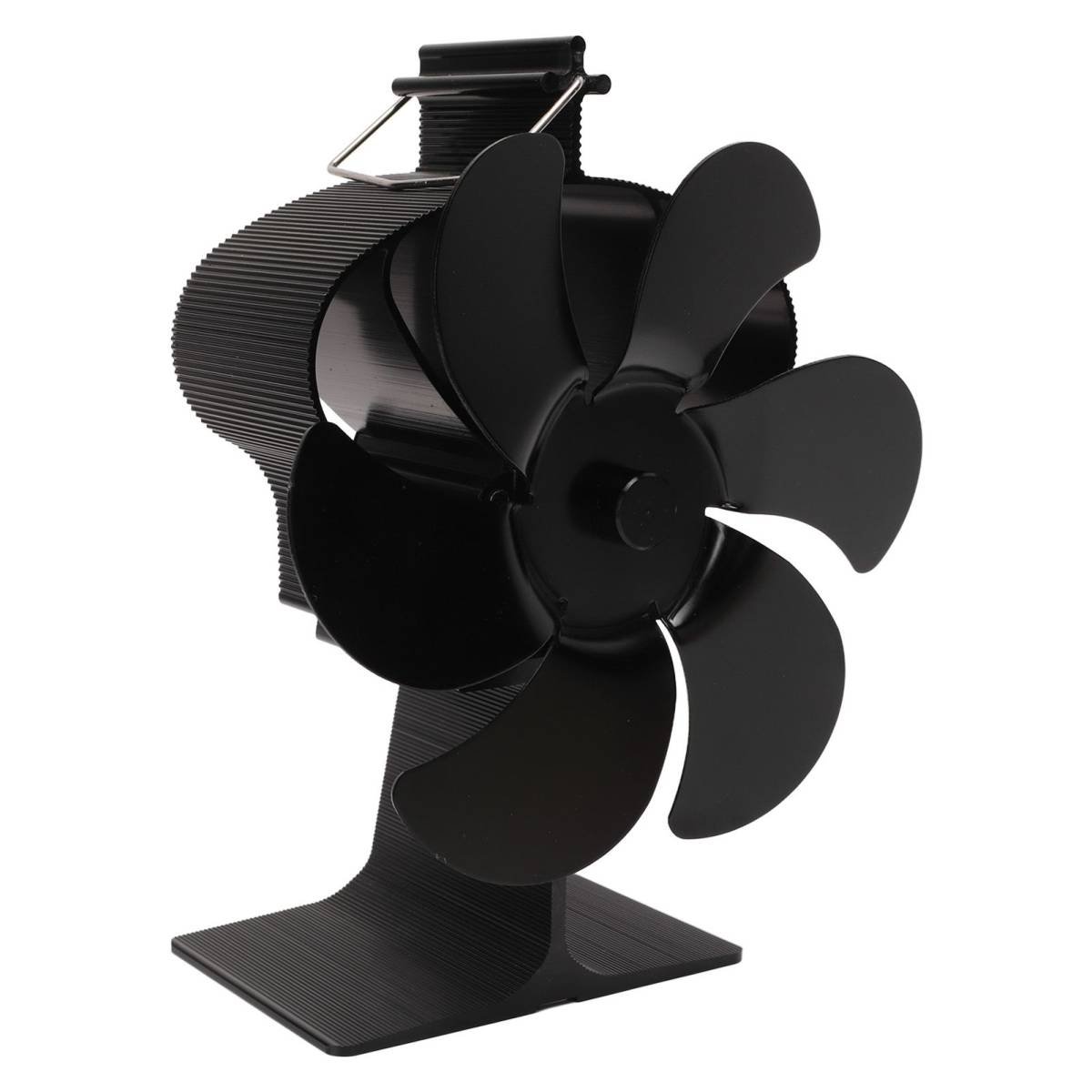 6 Blades Heat Powered Stove Fan Non Electric Self Starting Fireplace Fan High Temperature Resistant Fan Crown Black