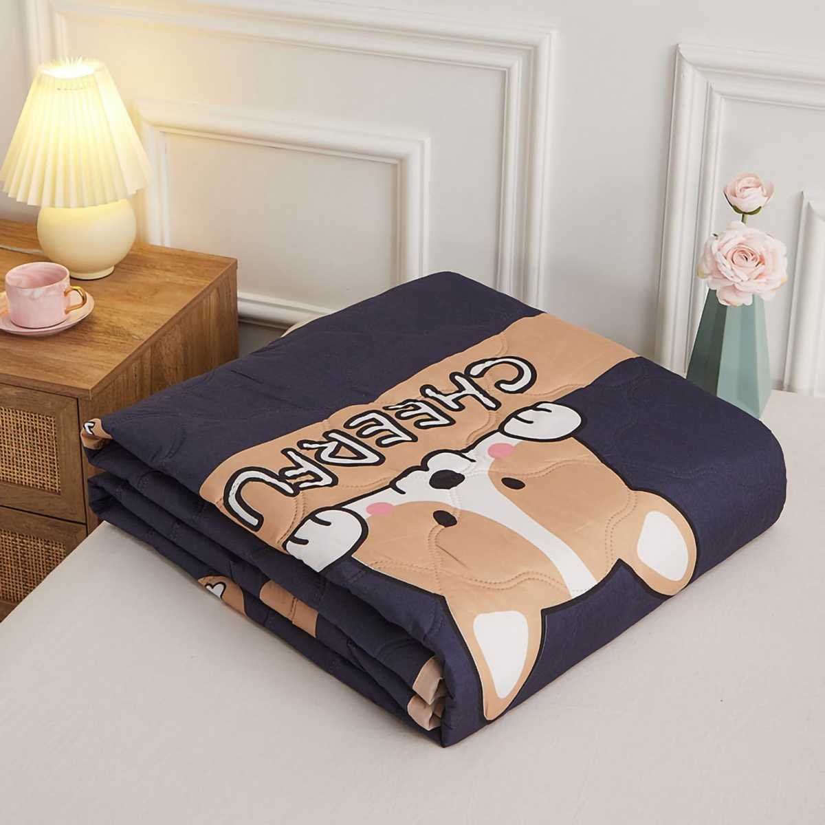 Summer Air Conditioner Quilt Machine Washable Soft Breathable Portable Air Conditioner Blanket Summer Comforter Cute Bear 150x200cm