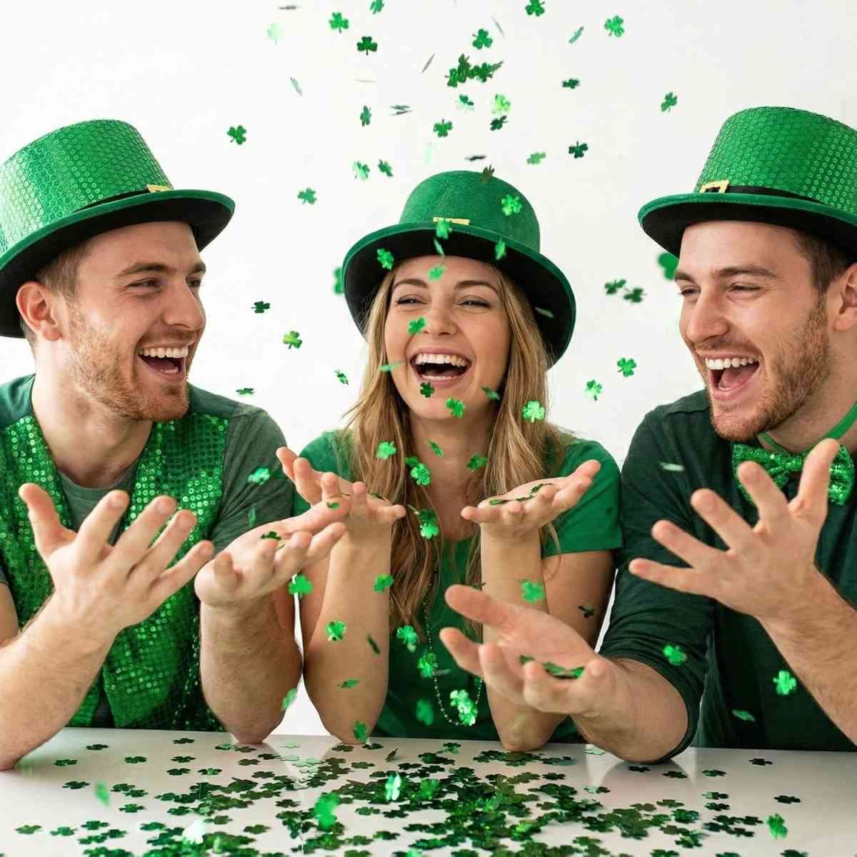 St.Patrick's Day Confetti - 3000Pcs Glitter Green Shamrock Confetti St.Patrick's Day Party Favor Decoration Lucky Clover Irish Table Scatter Confetto for Sanit Patricks Day Decor(105G)