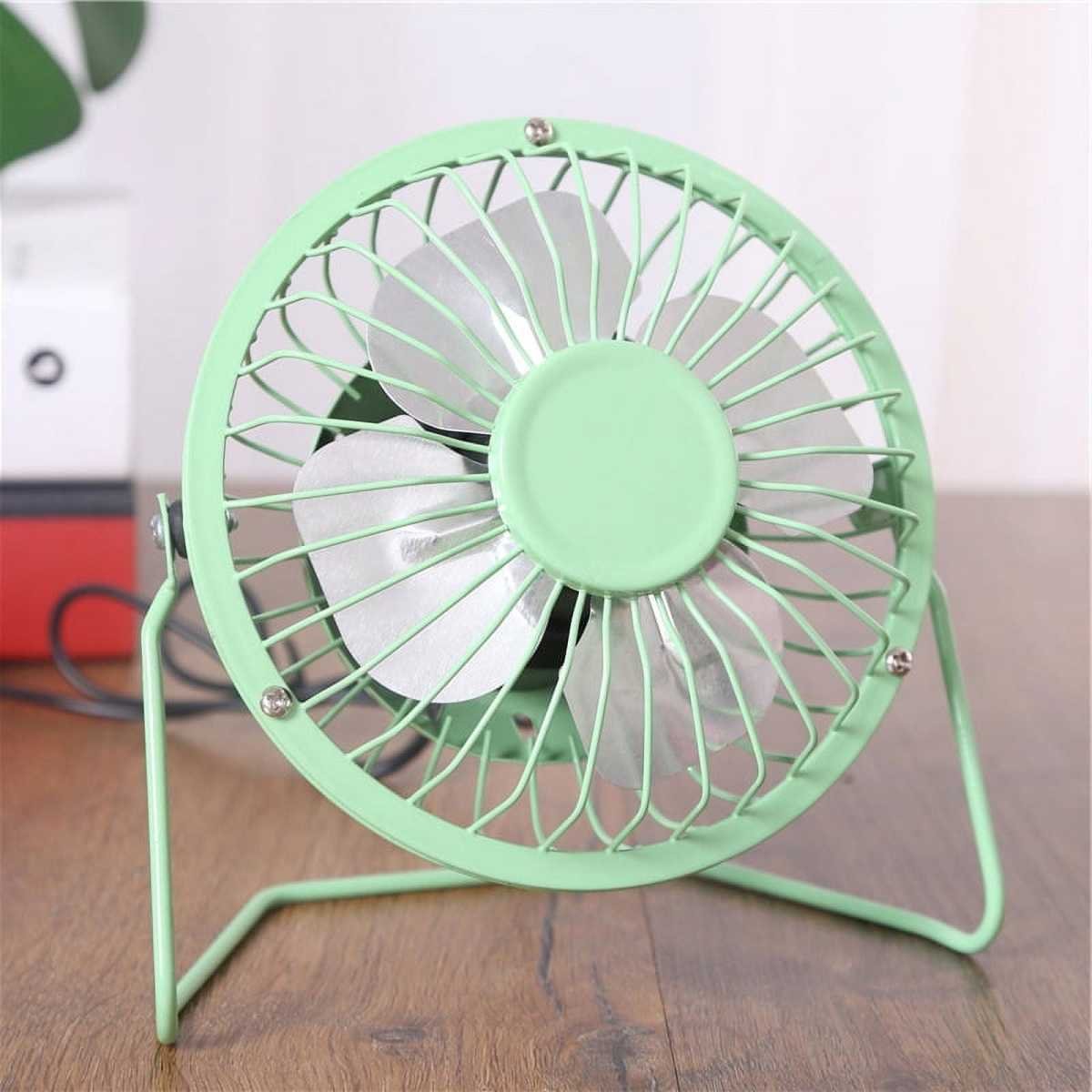 Tutuviw 4 Inch USB Desk Fan,Small and Quiet,Powerful USB Powered Portable Fan,Strong Airflow,Mini Metal USB Fan,360°Rotation,Personal Cooling Fan with 2 Speed for Home Office,Black Green