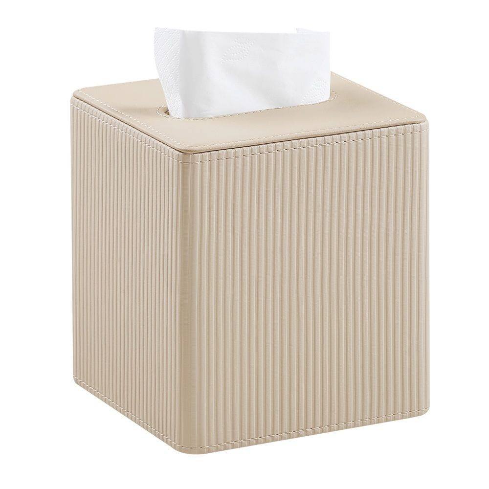 Leather Tissue Box Cover Square Tissue Box Holder for Bathroom Vanity Countertop Night Stands Bedroom Office Desk,Modern Tissue Decorative Organizer with Magnetic Closure（Only tissue box）