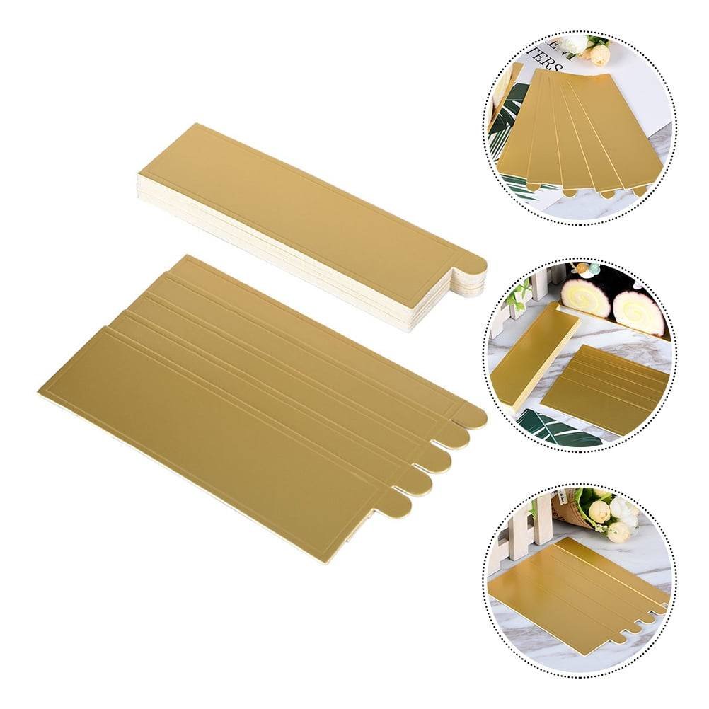 Worgeous 100Pcs Gold Rectangular Paper Cake Serving Trays with Mousse Bottom Plate Cardboard