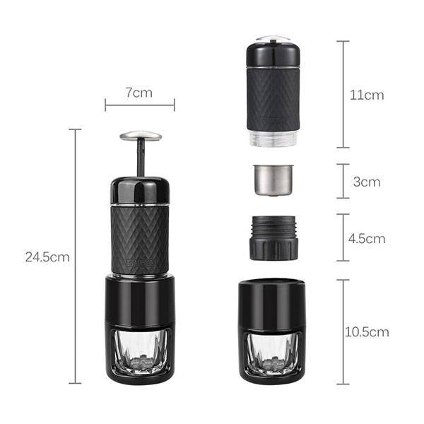 STARESSO Coffee Maker Red Dot Award Winner Portable Espresso Cappuccino Quick Cold Brew Manual Coffee Maker Machines All in One - Black