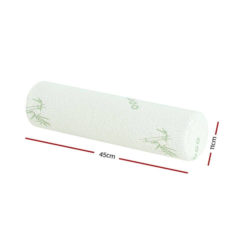 Memory Foam Neck Roll Pillow with Bamboo Cover, Cervical Support Bolster Cushion