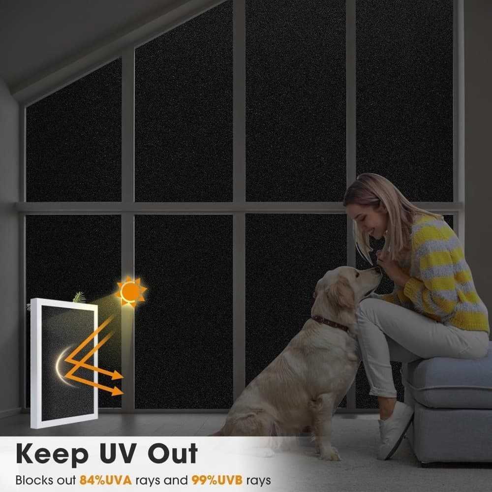 Blackout Window Film Self-Adhesive Privacy UV Protection Static Cling No Glue, 60x500cm