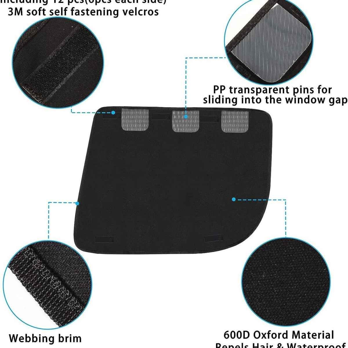 A pair Dog Car Door Protector, Anti-Scratch Car Door Cover from Dog Scratching, Durable Pet Window Guard for Vehicle Truck SUV Universal Fit Machine Washable, black
