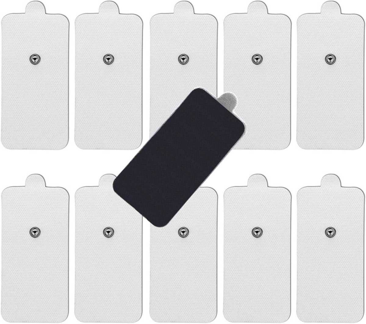 10-Pack Large TENS Electrode Pads - 3.5mm Snap Connectors - High Conductivity, Reusable Electrodes Pads for TENS Massager and Muscle Stimulation