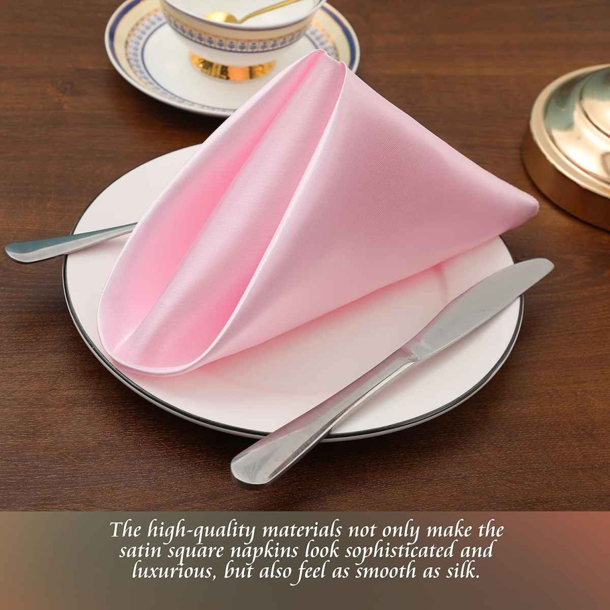 50 Pieces Light Pink Satin Napkins - 12x12 Inches Cloth Napkins, Square Satin Fabric Napkin Set - Soft & Reusable Table Napkins for Wedding Dinner Party Lunch Banquet Restaurant Decoration