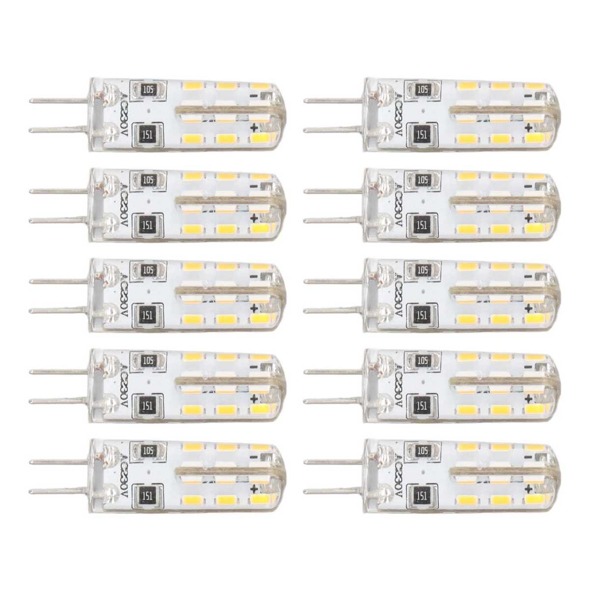 10 Pcs G4 LED Bulbs Bi Pin Base Silicone Warm White 3000K 1.5W AC220V 110LM Landscape Bulbs Replacement