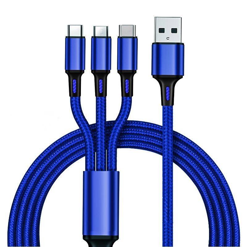 3-in-1 Multi USB Charger Cable for Micro USB Type C and Apple Devices