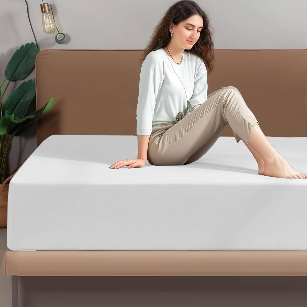 Hotel Quality Fitted Sheet - 1 Piece Fitted Sheet  -Breathable Bedding - Wrinkle, Fade, Stain Resistant- 16inch/40cm Deep Pocket Fitted Bed Sheet-Wrinkle and Fade Resistant,(White,King Single)