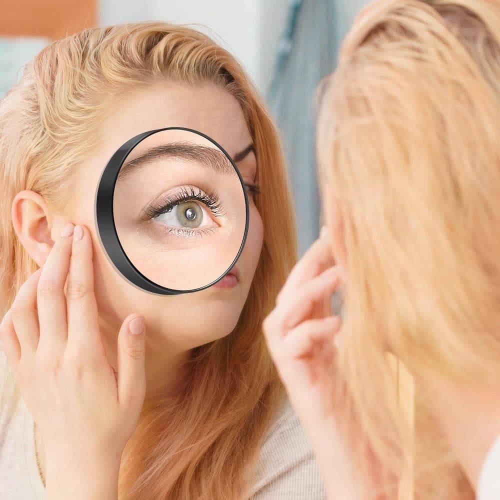 20X/30X Magnification Makeup Mirror with Tweezers, Black, 30X